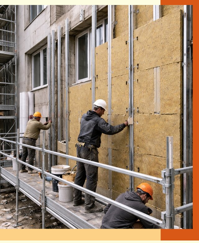 Утепление вентилируемого фасада в Красноярске от 5690 руб/м2 — монтаж и утепление вентфасад | ТепломастерКрс